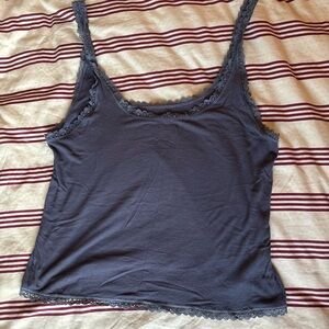 American Eagle Outfitters Lace Trim Tank Top - Dark Gray